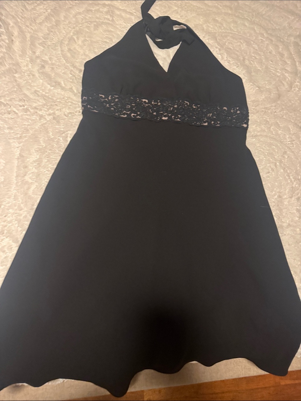 Jones Wear Black Halter Midi Dress with Lace Waistband